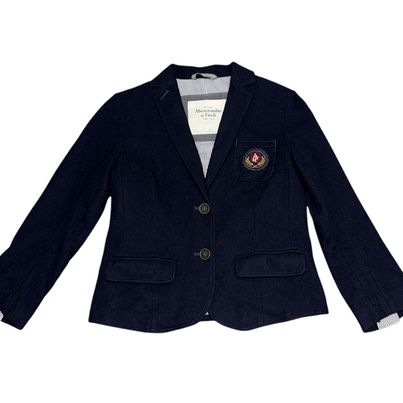 Auth Vintage Abercrombie wool uniform jacket varsity blazer collegiate navy S - Picture 2 of 8